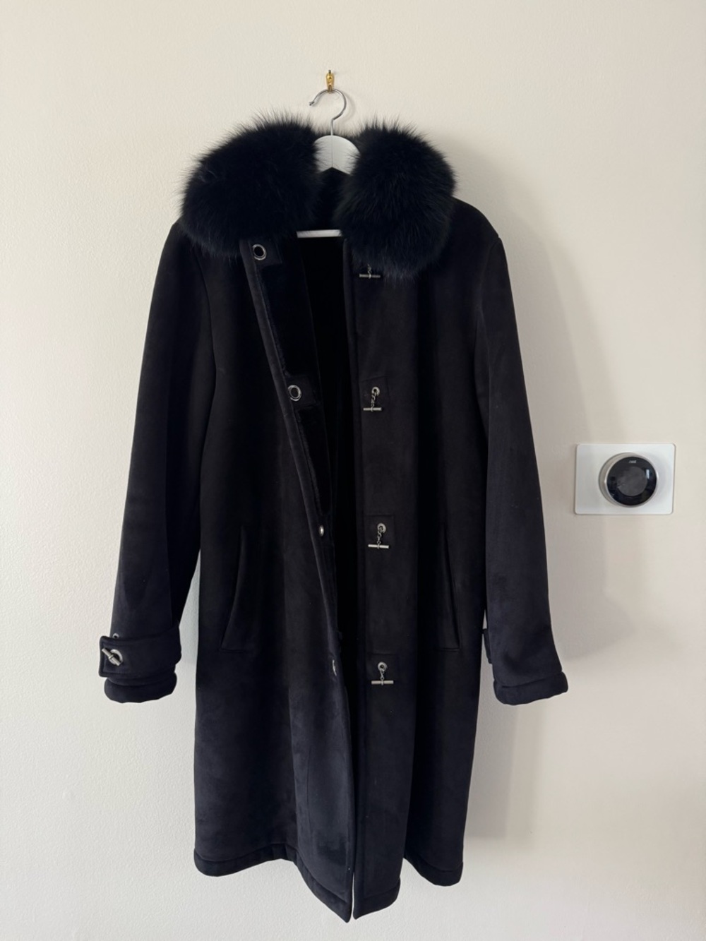 Dana Buchman: Black Fur-Collar Women's Coat